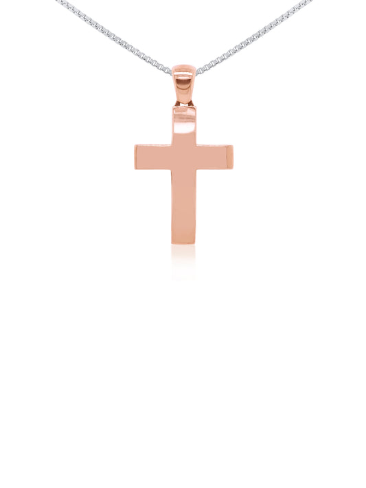 Cross 9K Plain, 9K Rose Gold, Plated Chain