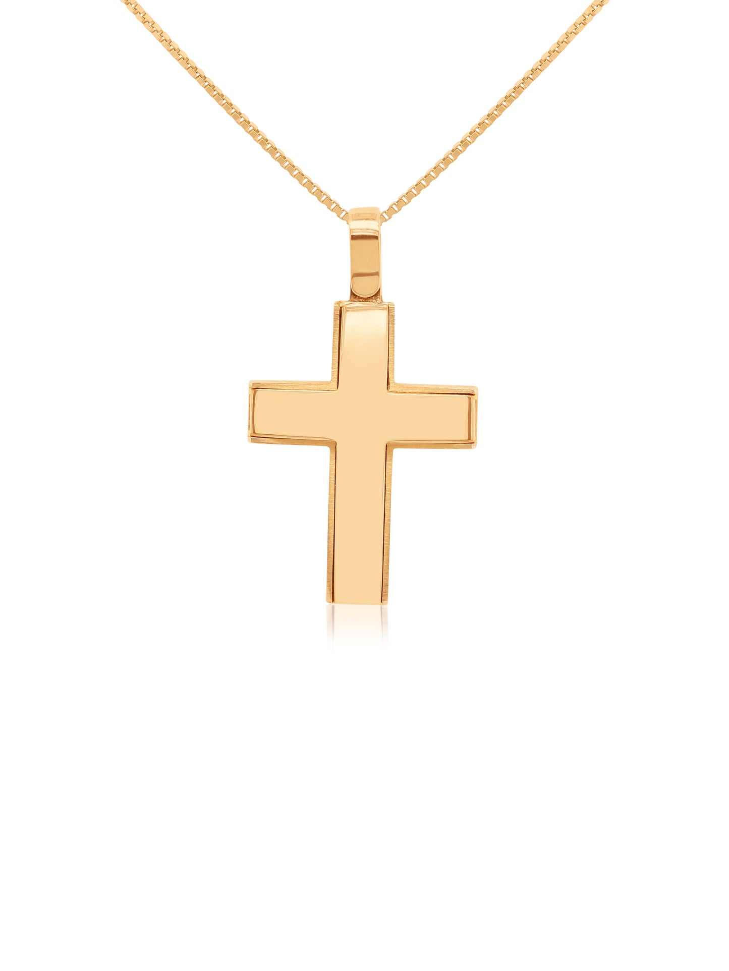 Glossy-Finish Cross, 9K Yellow Gold