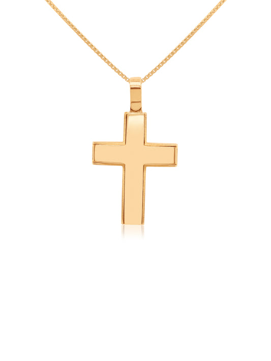 Glossy-Finish Cross, 9K Yellow Gold