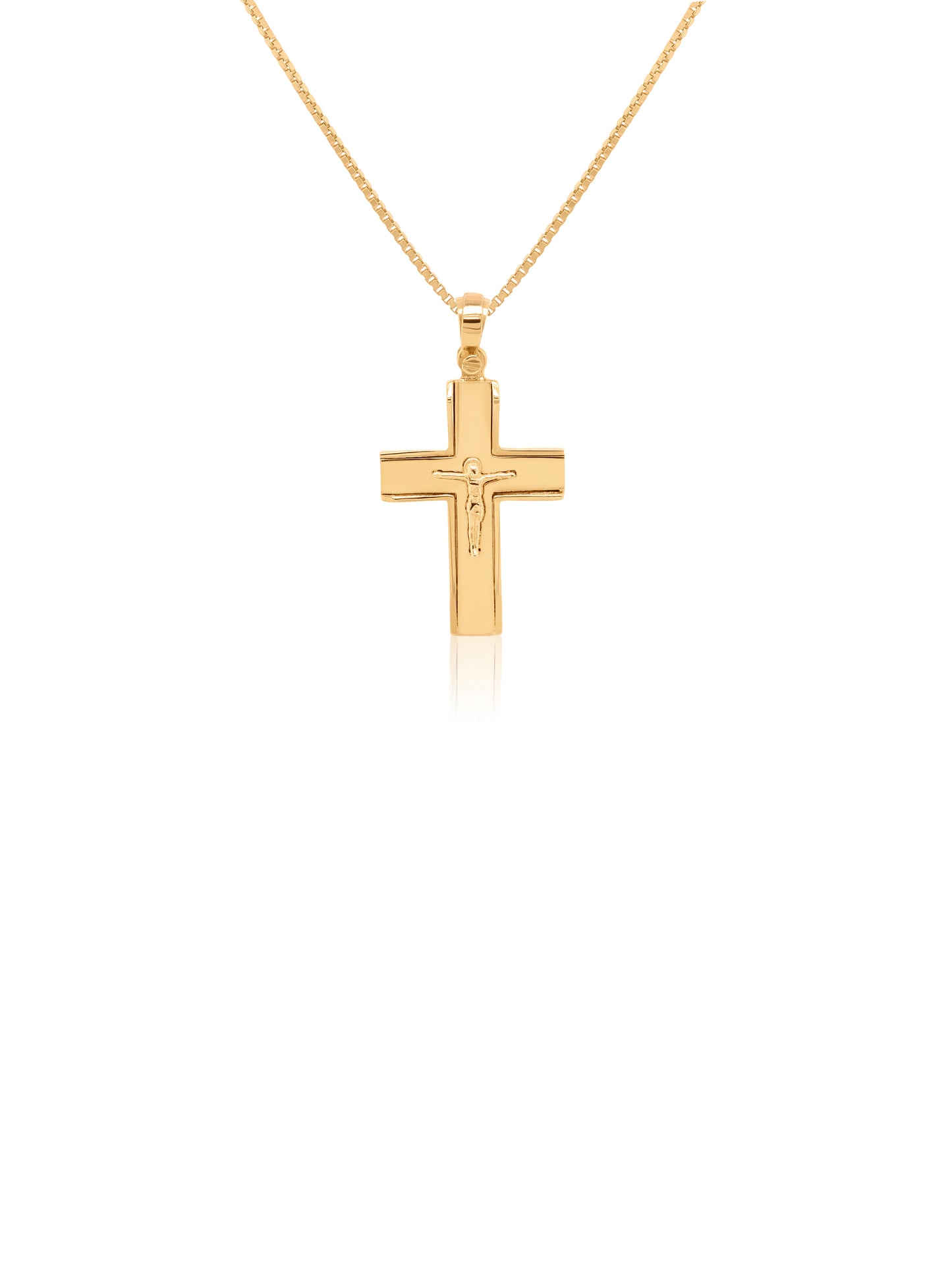 Square 9 Carat Yellow Gold Crucifix Cross