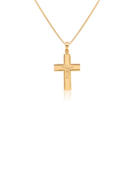 Square 9 Carat Yellow Gold Crucifix Cross