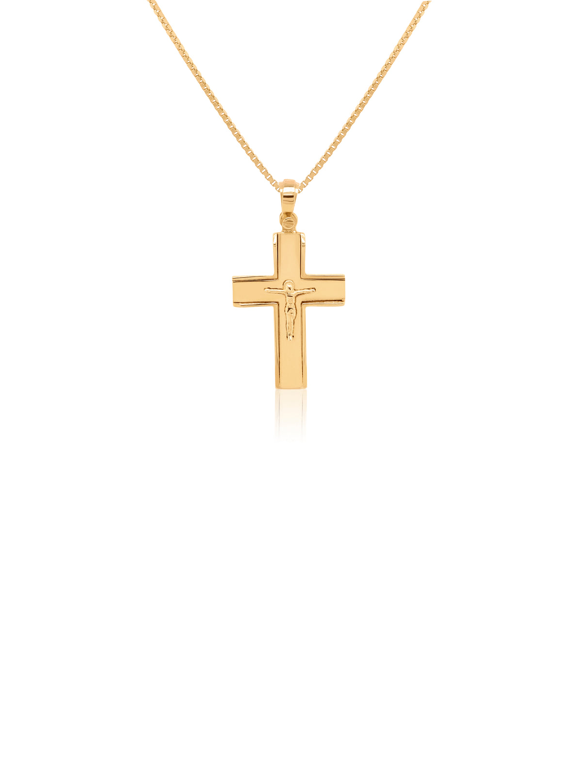 Square 9 Carat Yellow Gold Crucifix Cross