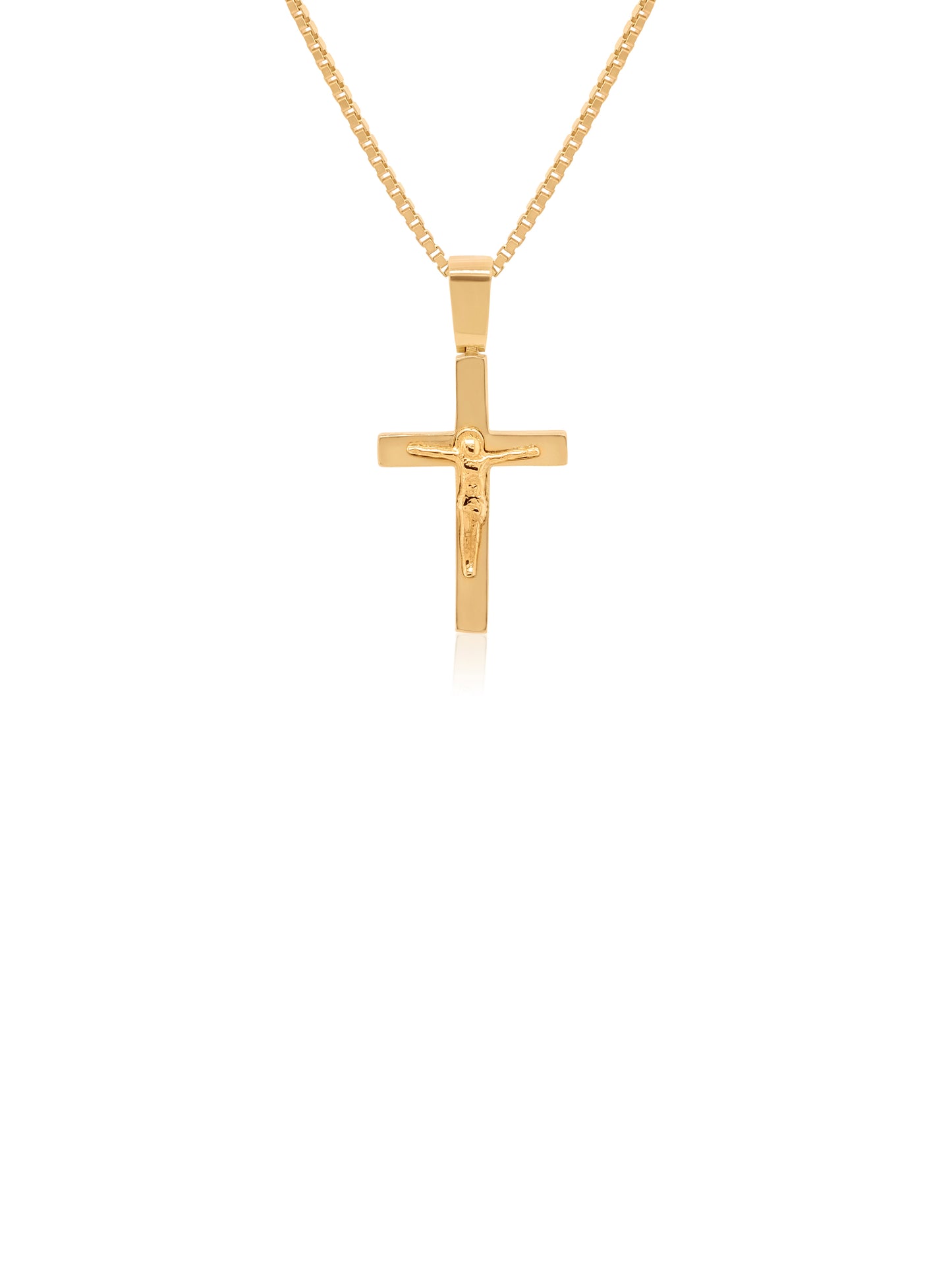 Crucifix Cross in 9 Carat Yellow Gold, 18x12 Millimeter Dimensions