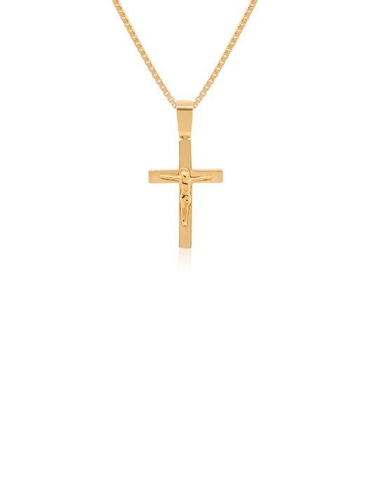 Crucifix Cross in 9 Carat Yellow Gold, 18x12 Millimeter Dimensions