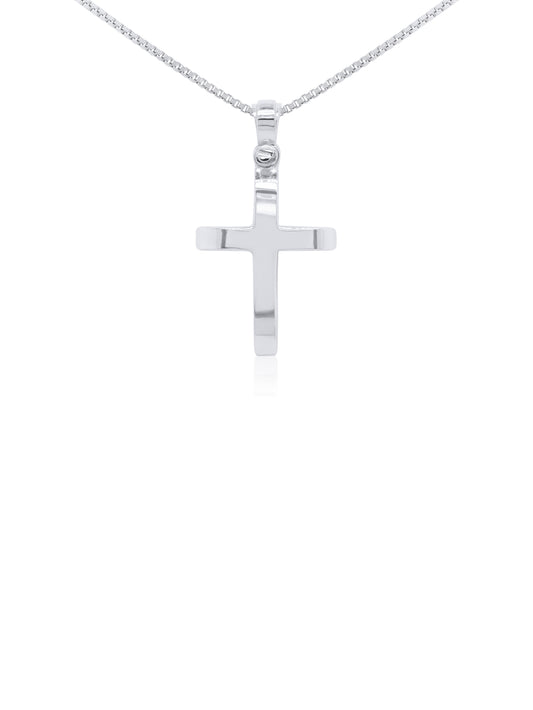 14x18mm Cross Half Round, 9 Carat White Gold