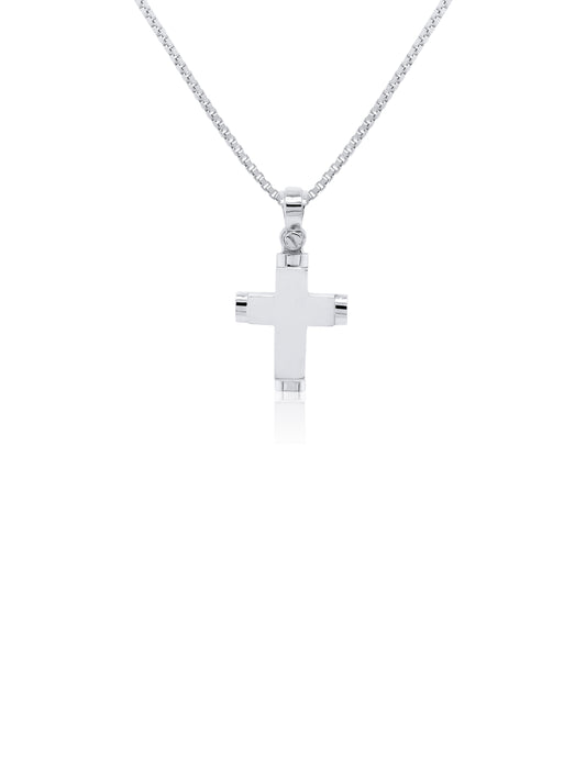 Cross Fancy Small Square, 9K White Gold