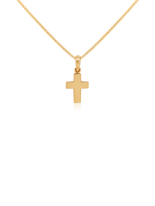 Flat Cross Plain Square, 18K Yellow Gold
