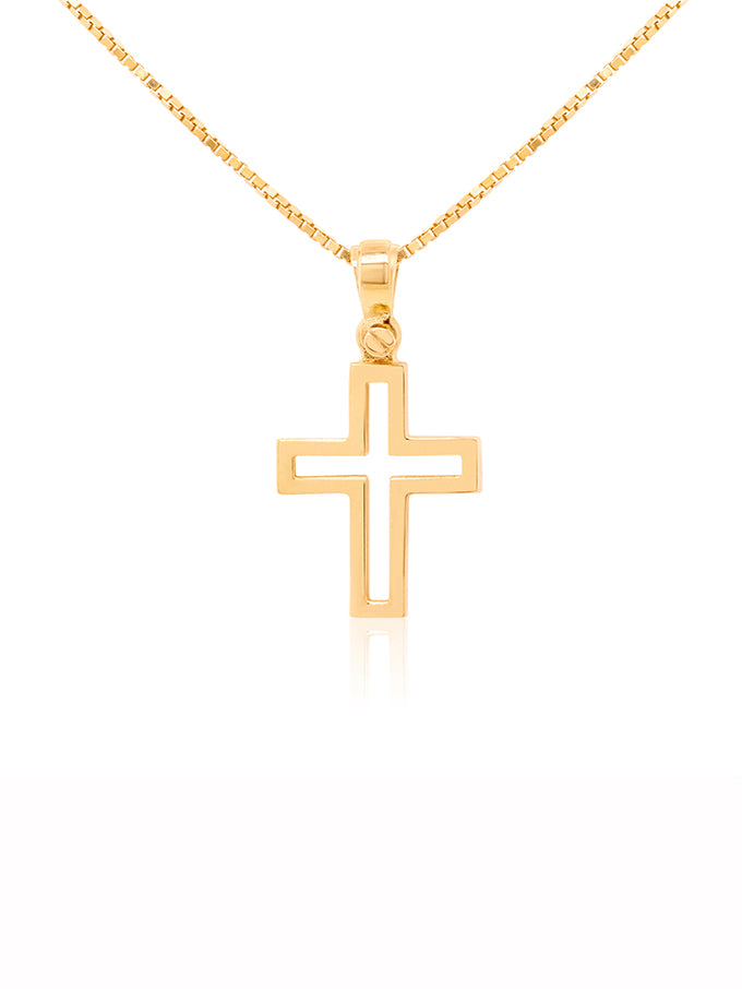 Cutout Square Cross in 9 Carat Yellow Gold
