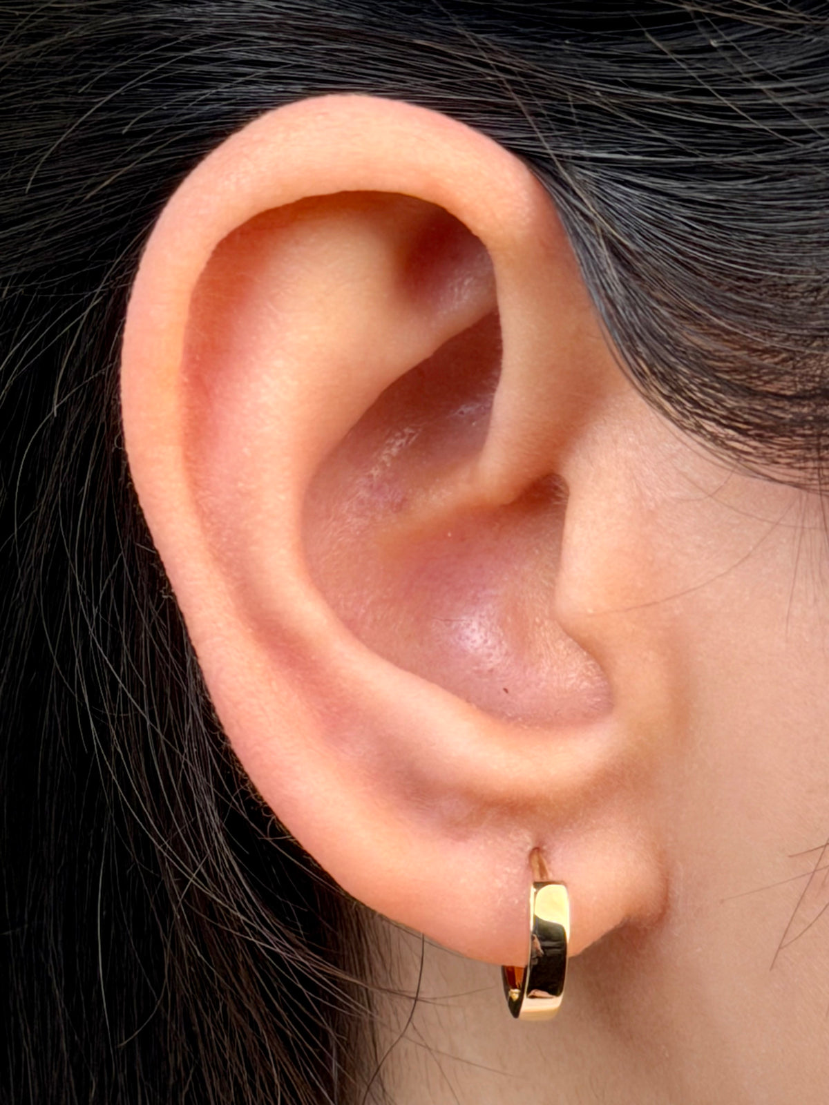 Box Huggie Earrings, 9K Yellow Gold