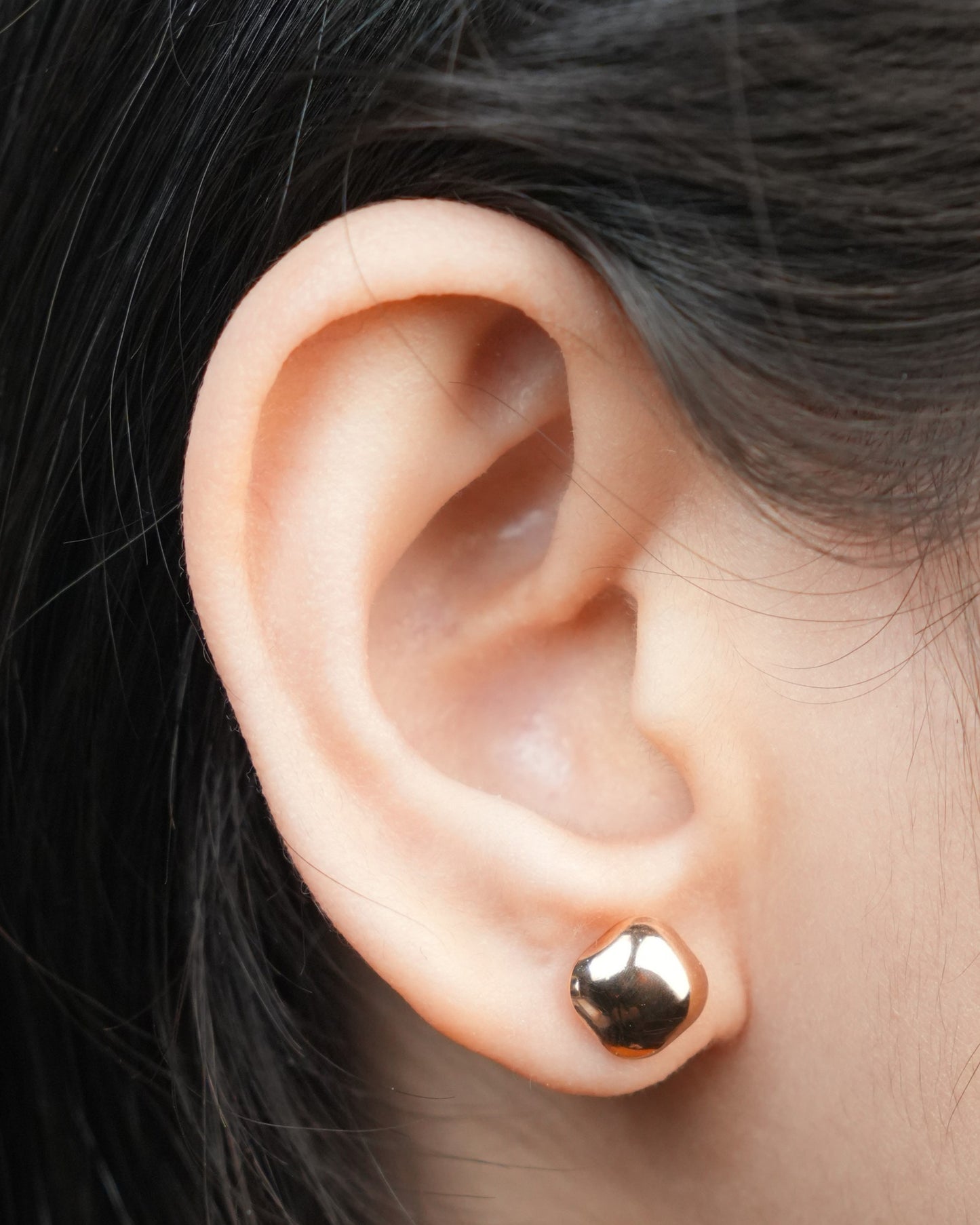Edgey domed stud earrings, 9K RG