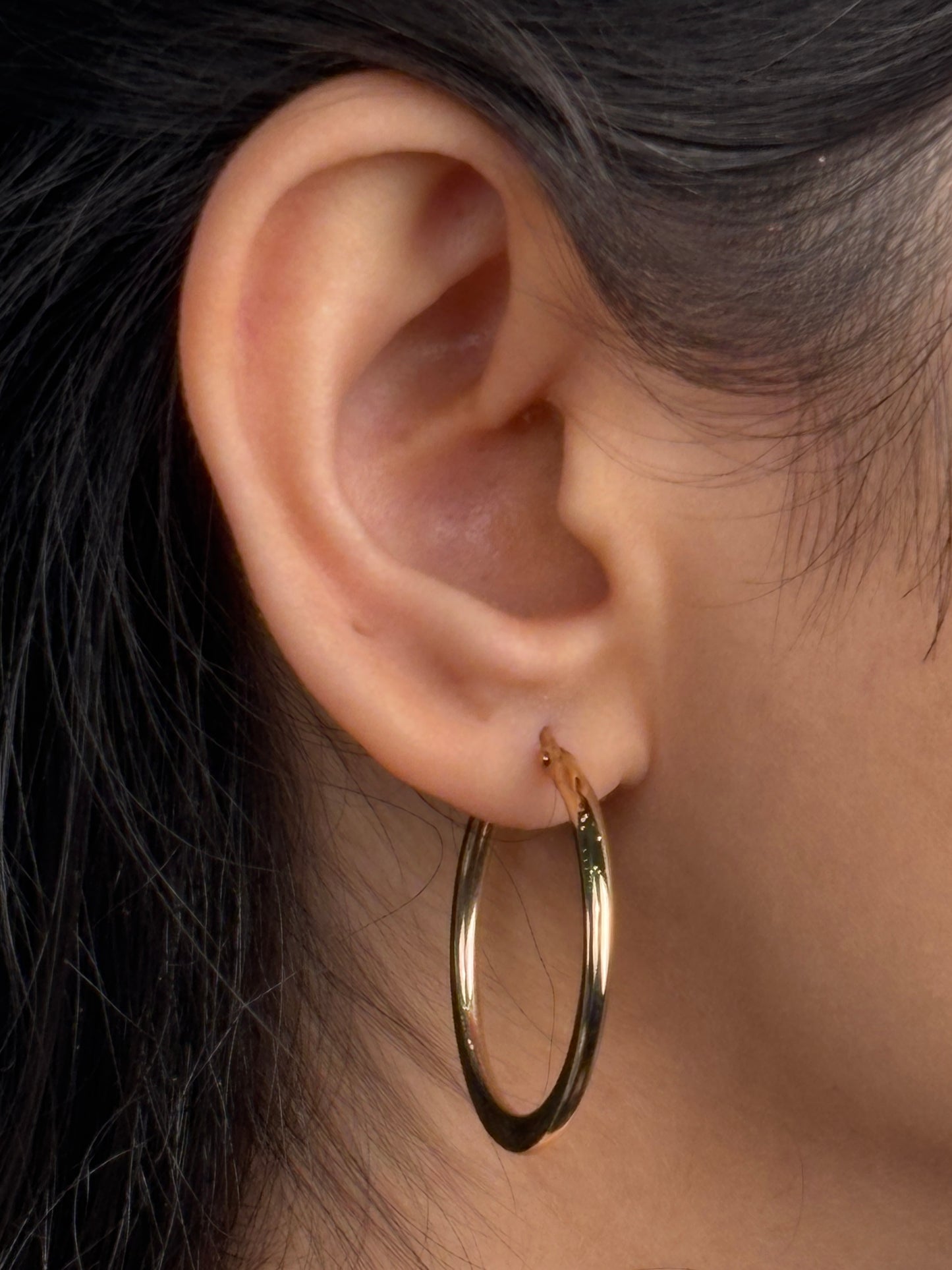 Simple Flat Yellow Gold Hoop