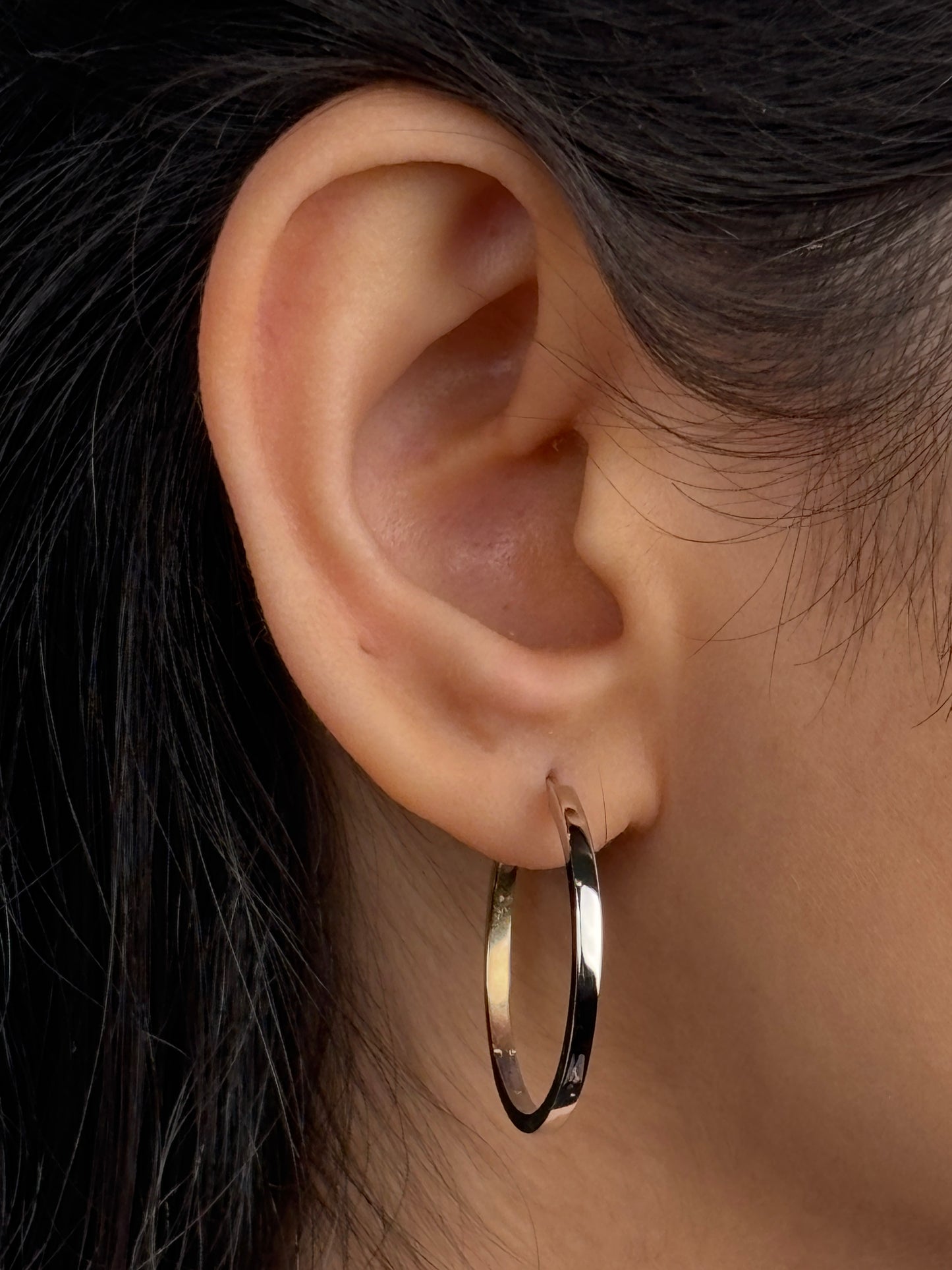 25mm Square Edge Two-Tone Hoop Earrings in 9 Carat Yellow & White Gold