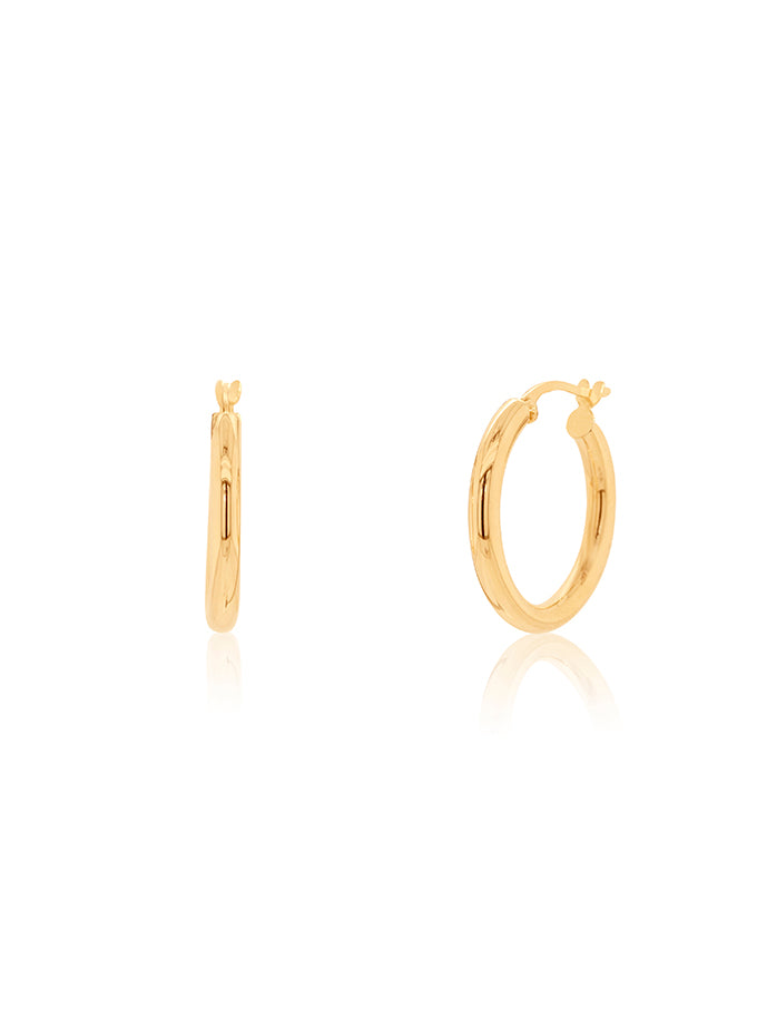 15mm Barrel Plain Carat Yellow Gold Hoop Earrings – Cox My
