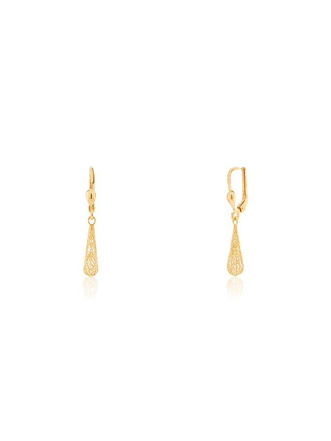 Cut Out Filigree Sphere Drop Earrings in 9 Carat Yellow Gold