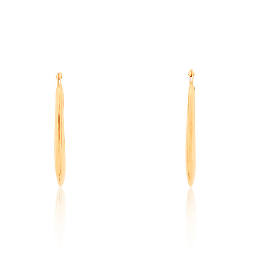 Oval Flat Graduated Hoop Earrings in 9 Carat Yellow Gold, 20mm