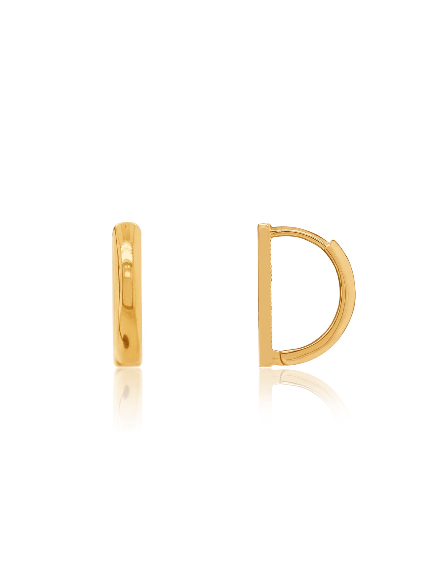 Flat Front Huggie Earrings, 9K Yellow Gold.