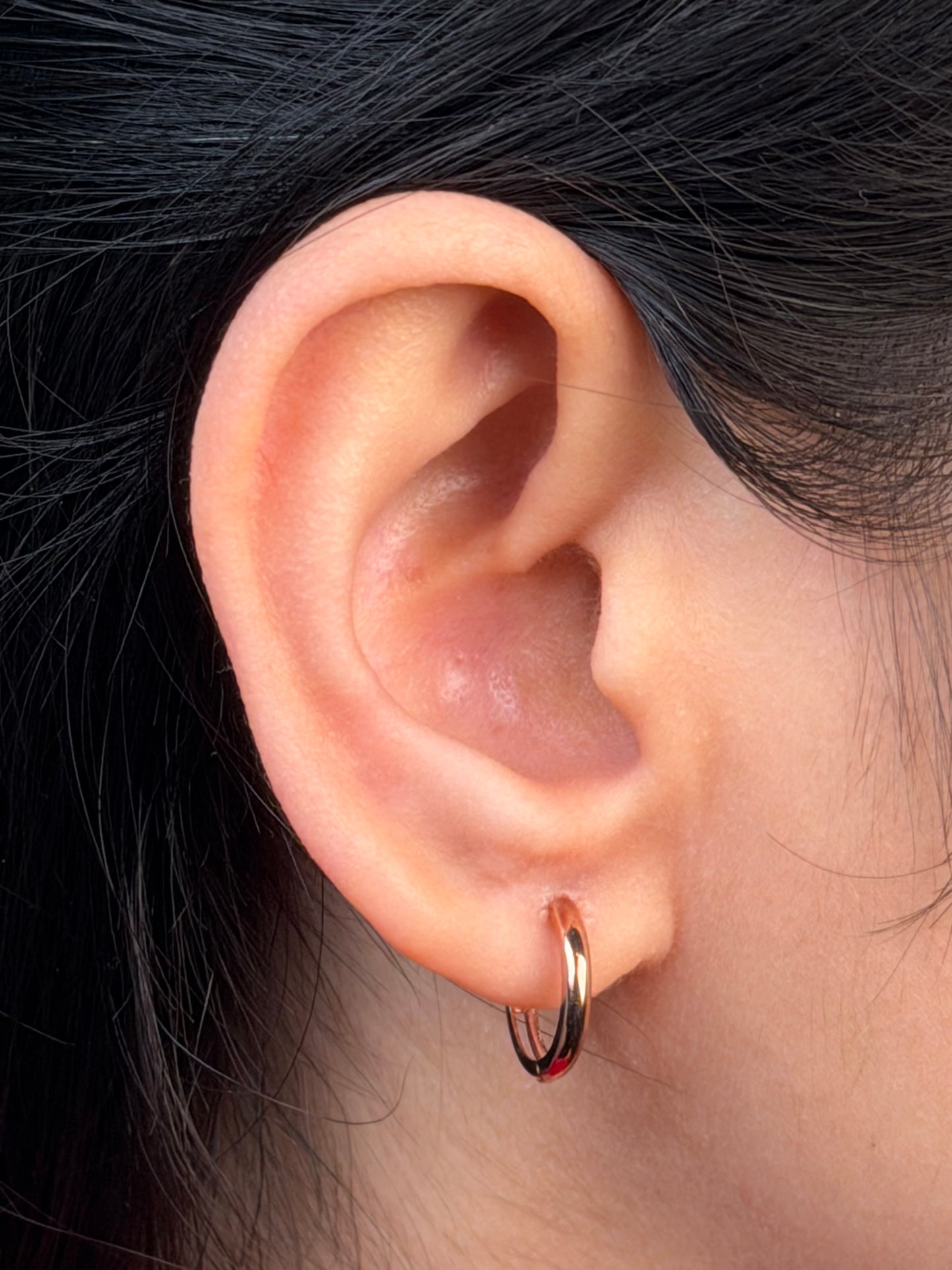 Huggie Earrings, 9K Rose Gold