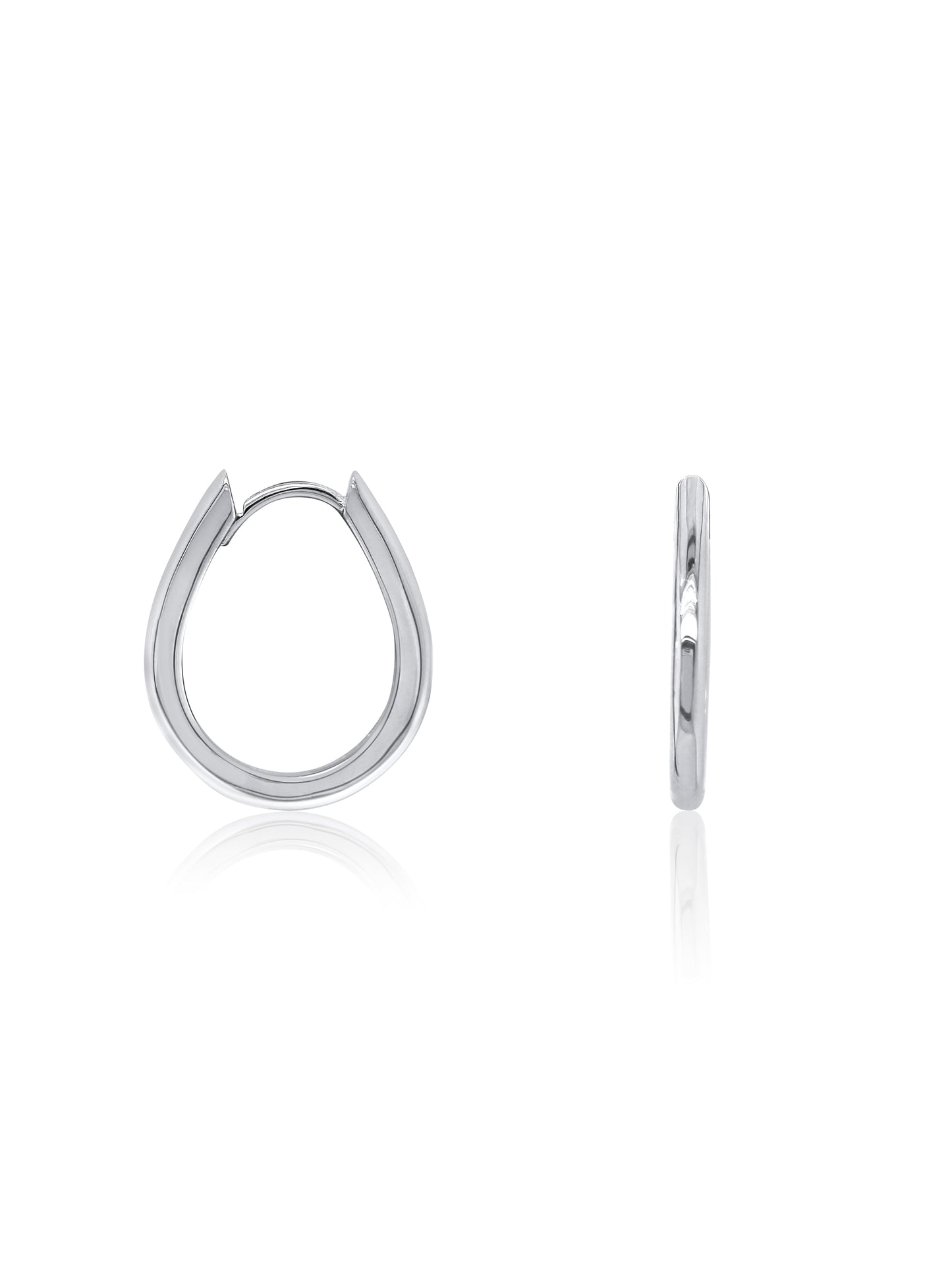 Huggie Oval Earrings, 9K White Gold