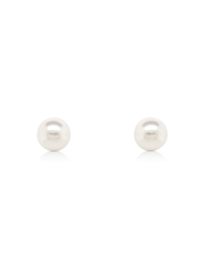 Akoya Pearl Studs, Sterling Silver, 5.5x6mm