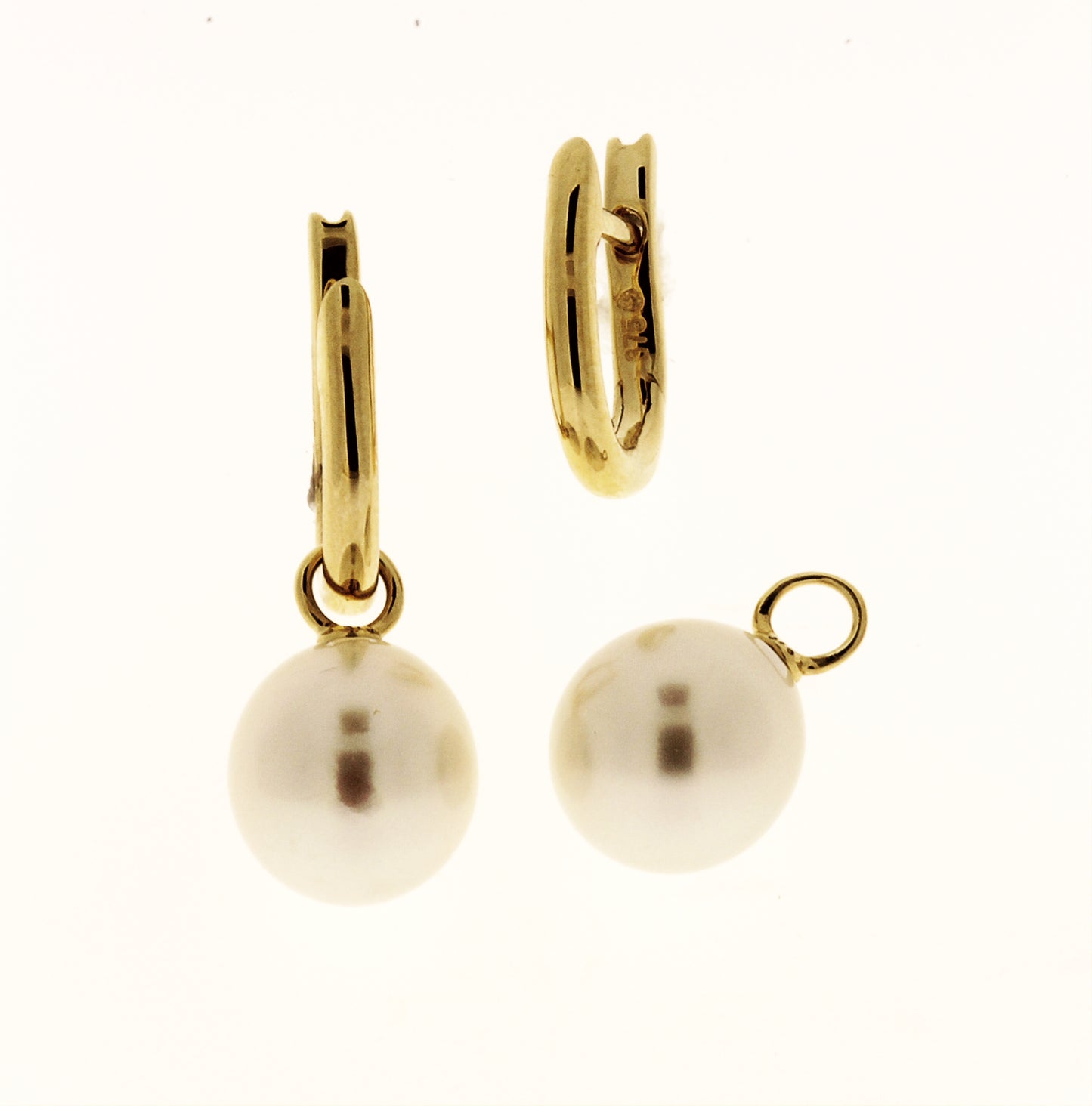 Huggie & 8.5-9 FWP Earrings Removable, 9K White Gold