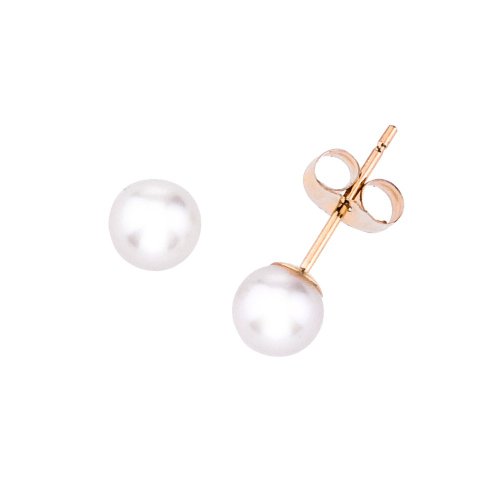 Akoya Cultured Pearl Studs, 9K Yellow Gold, 6-6.5mm