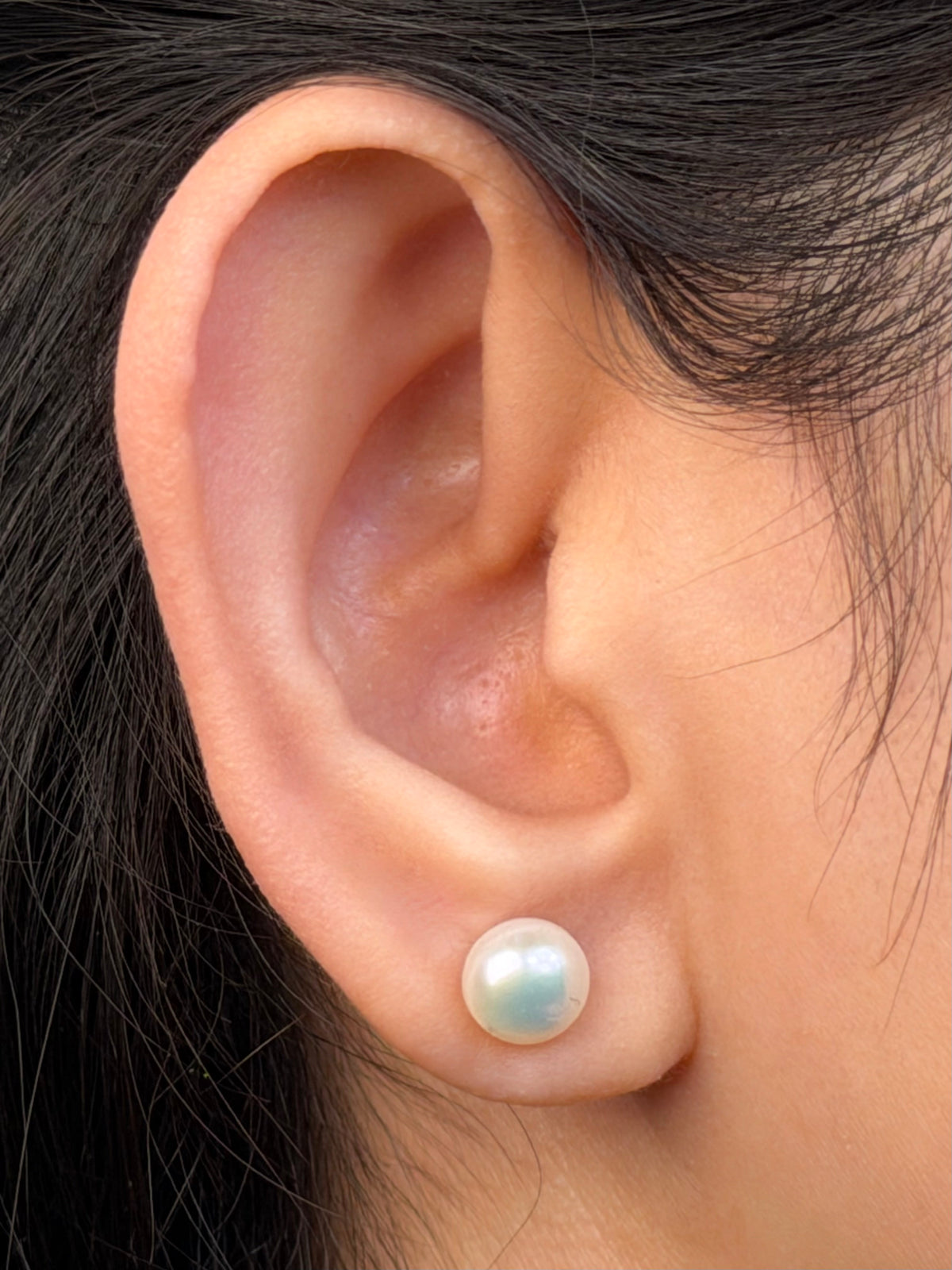 Freshwater Pearl Stud Ear Rings, 7-7.5mm, 9K Yellow Gold.