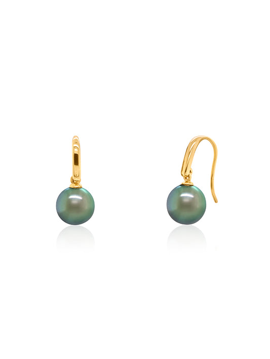 10mm Tahitian Pearl Drops, 9 carat Yellow Gold