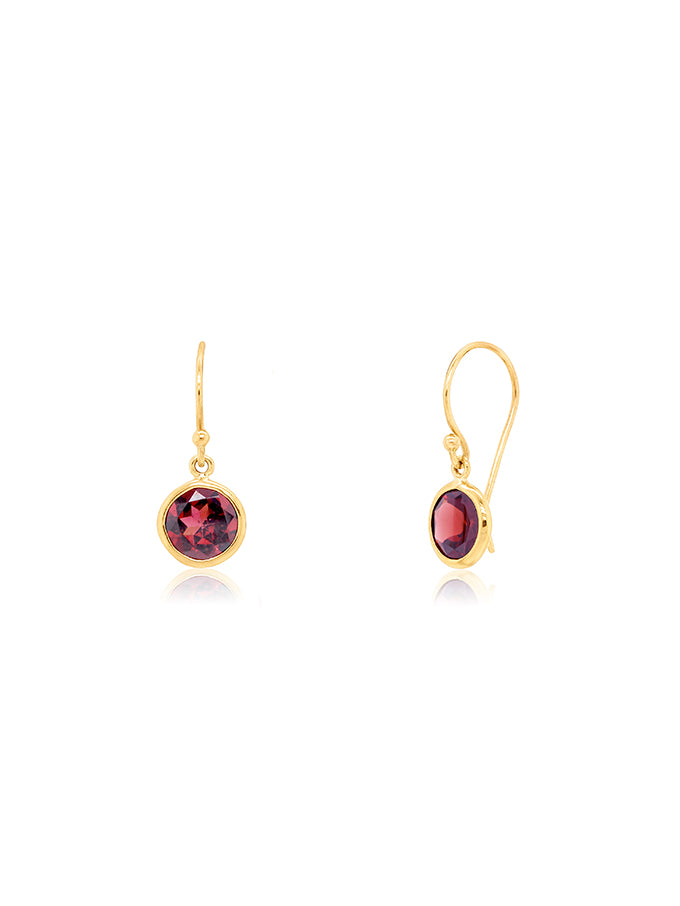 Garnet Earrings in 9 Carat Yellow Gold Shepherd Hook Drops.