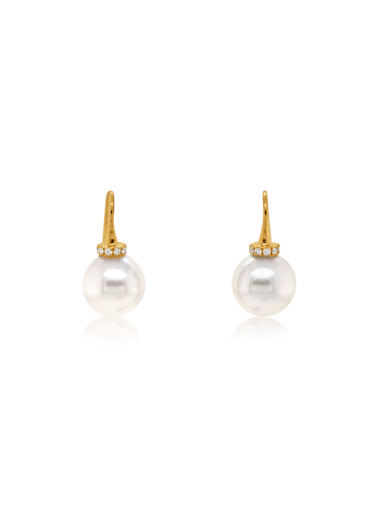 11mm South Sea Pearl & Diamond Drop Earrings, 18 Carat Yellow Gold