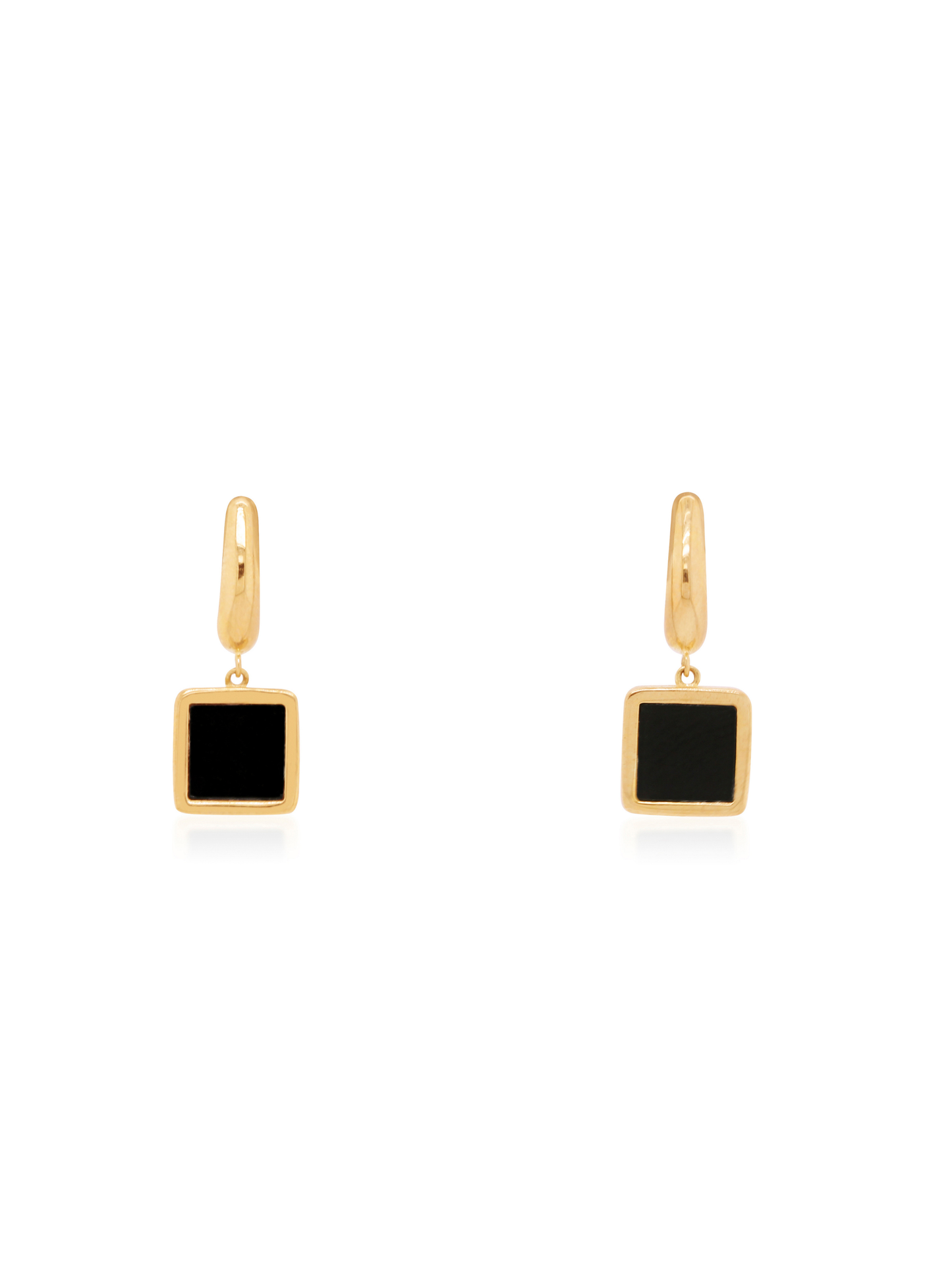 Onyx Stud Drop Earrings in 9 Carat Yellow Gold