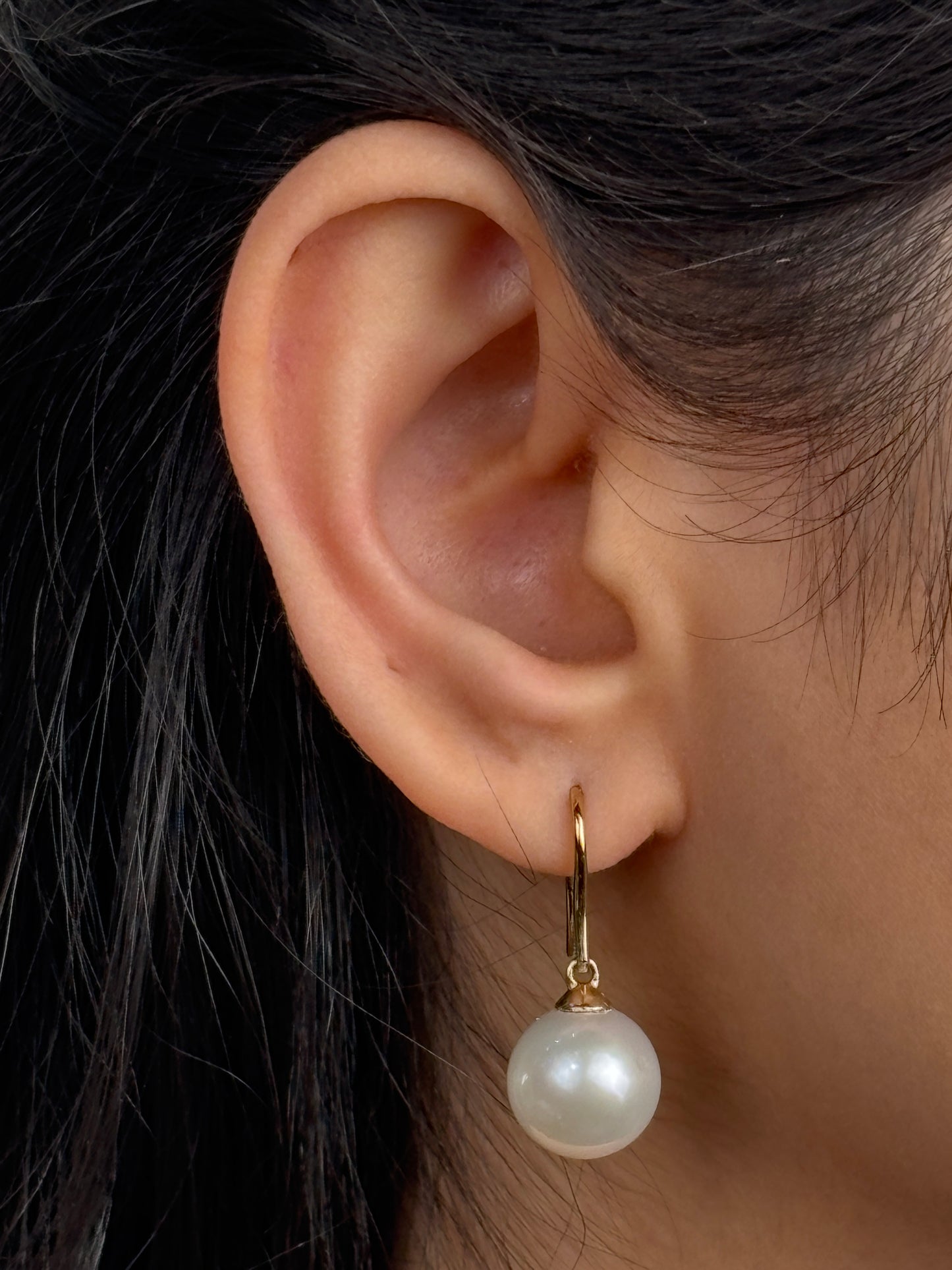 South Sea Pearl Drops, 9K Yellow Gold, 12mm