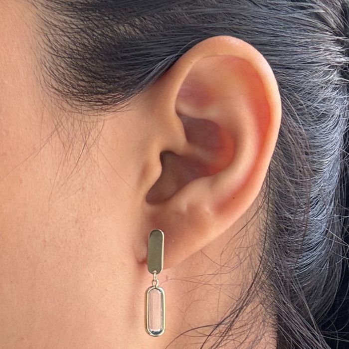 Blue Stone Set Drop Earrings in 9 Carat Yellow Gold