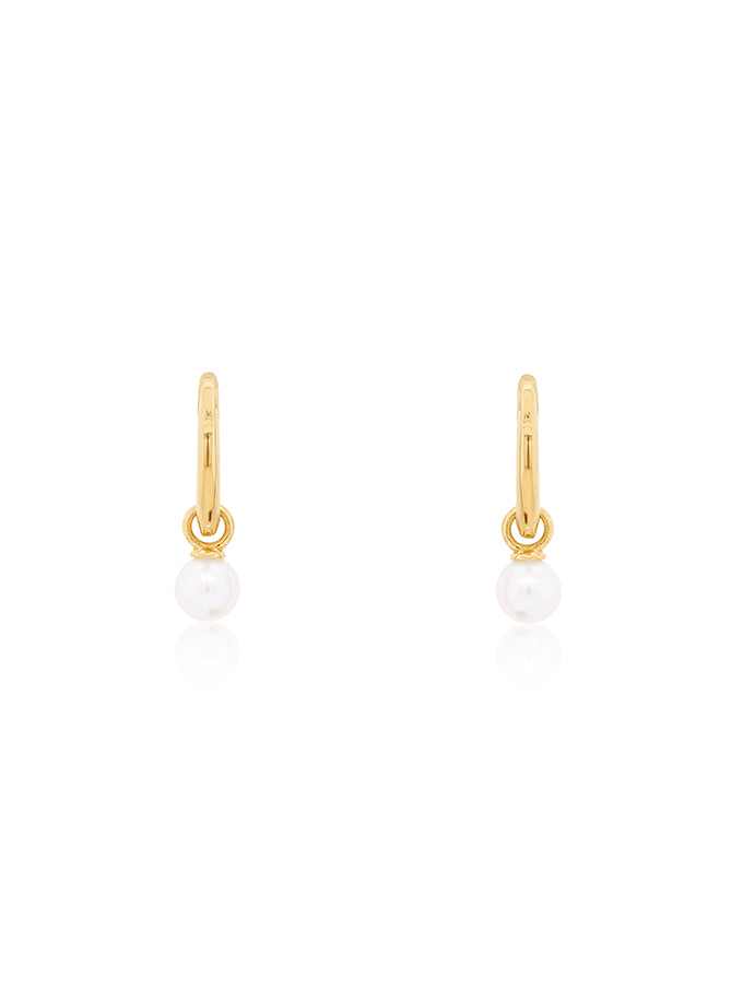 Huggie Earrings With Small FWP in 9 Carat Yellow Gold