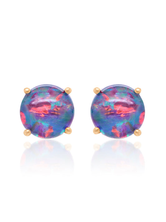 Opal Triplet Stud Earrings in 9 Carat Yellow Gold