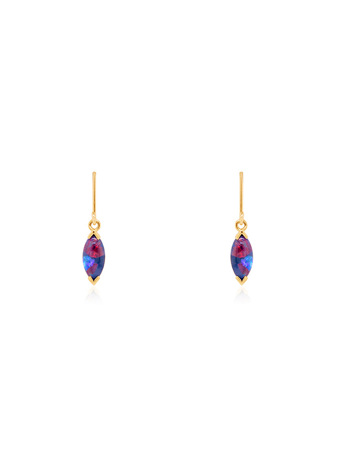 Opal Triplet Drop Earrings in 9 Carat Yellow Gold