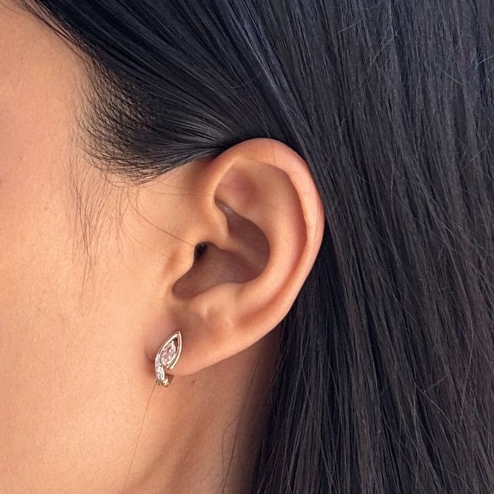 Morganite & Diamond Earrings in 9 Carat Yellow Gold