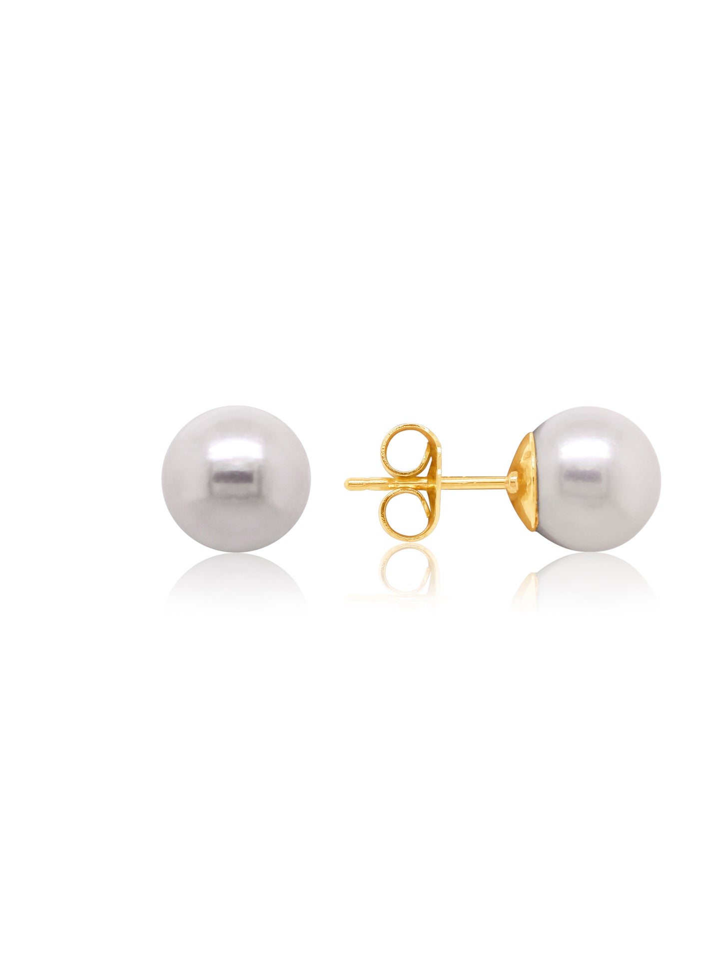 South Sea Pearls 9mm Stud Earrings, 9K Yellow Gold