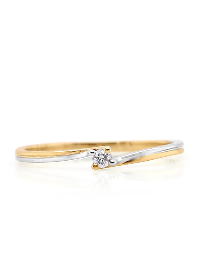 0.05 Carat Diamond Set Two Tone Ring in 9 Carat Yellow & White Gold