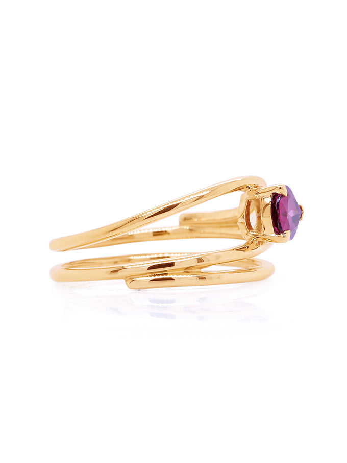 7x5m Rhodilite Garnet Dress Ring in 9 Carat Yellow Gold