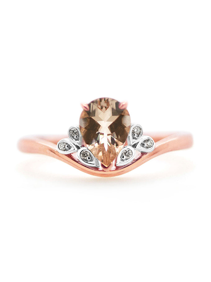 Exotic Morganite & Diamond Ring, 9K Rose Gold