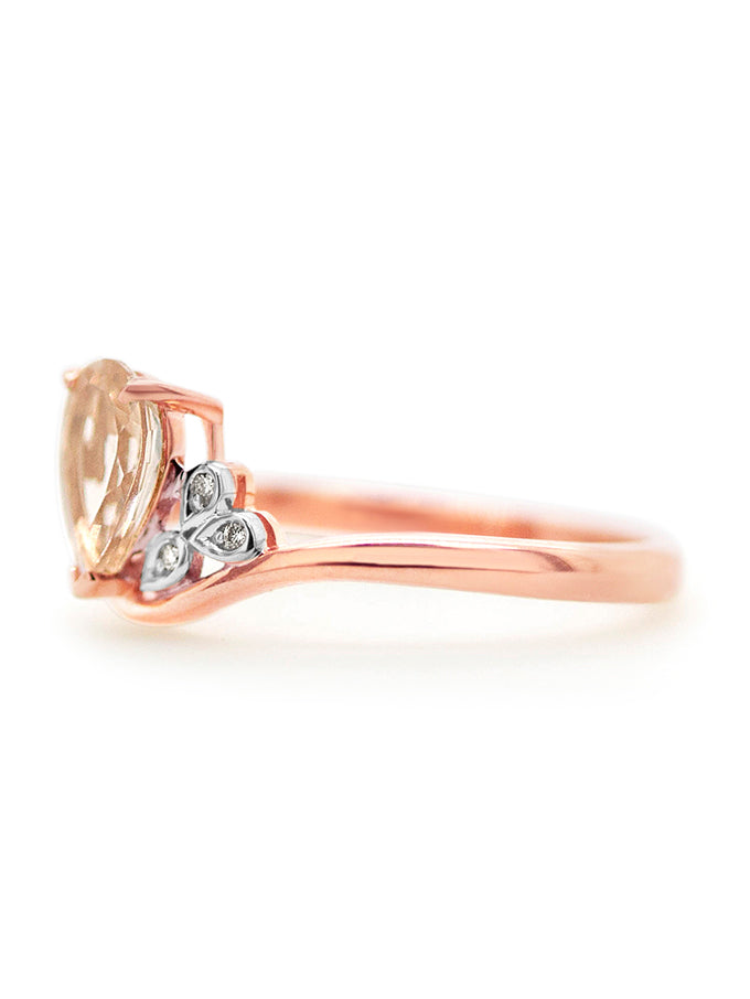 Exotic Morganite & Diamond Ring, 9K Rose Gold