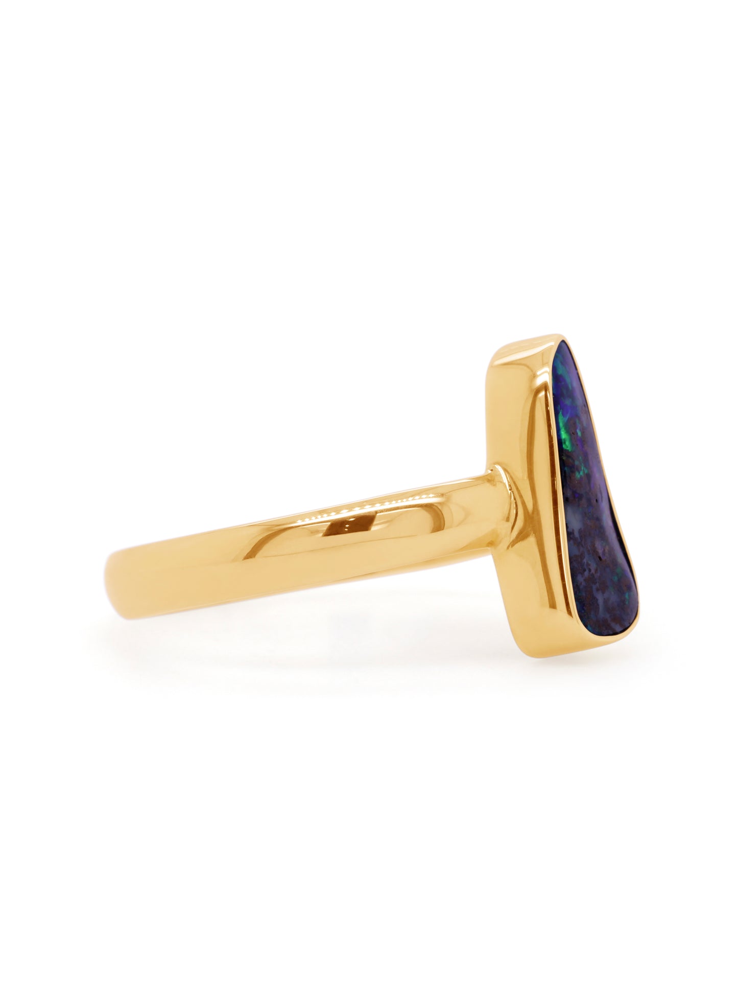 Boulder Opal Set Ring, 9 Carat Yellow Gold