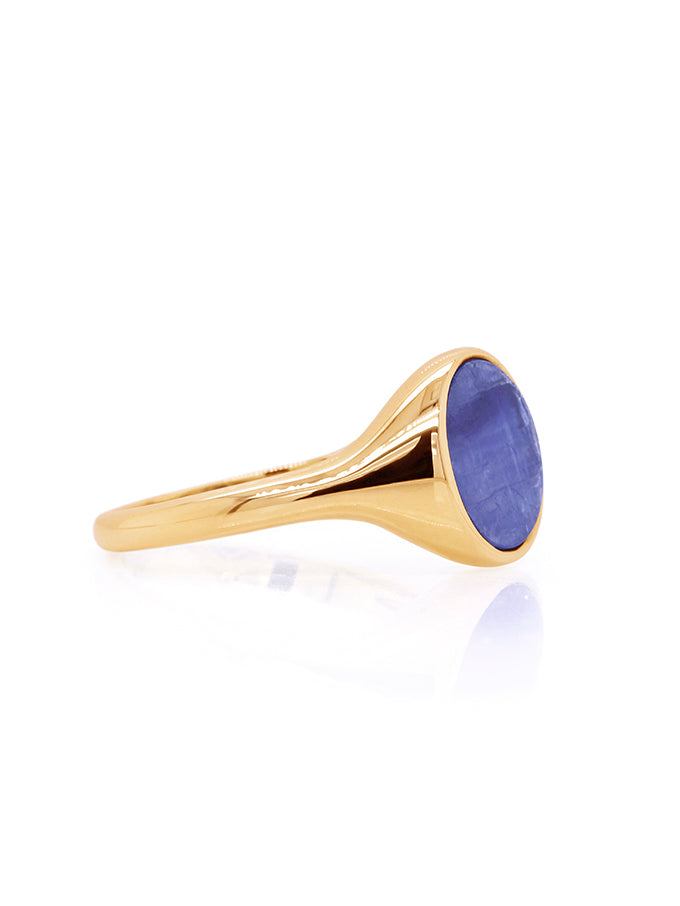Kyanite 10mm Round Gents Ring in 9 Carat Yellow Gold