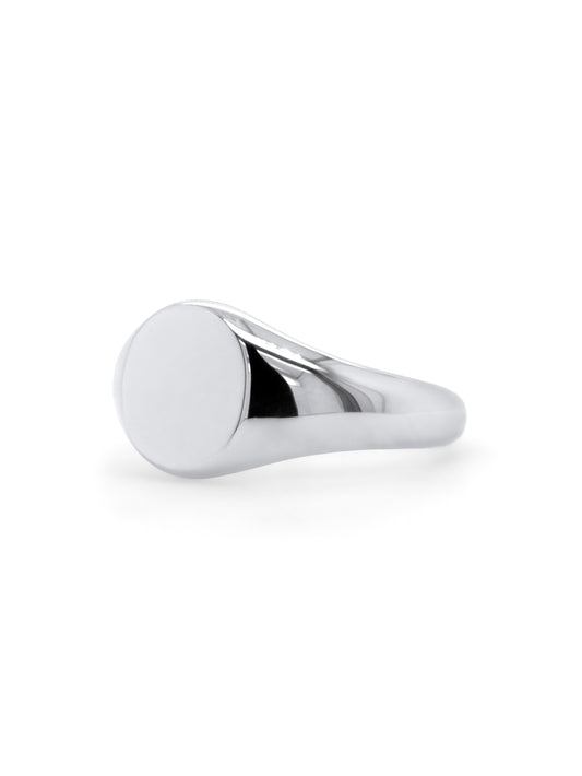 Polished Round Signet Ring in Sterling Silver