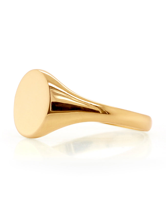 Plain Oval Signet Ring, 9 Carat Yellow Gold