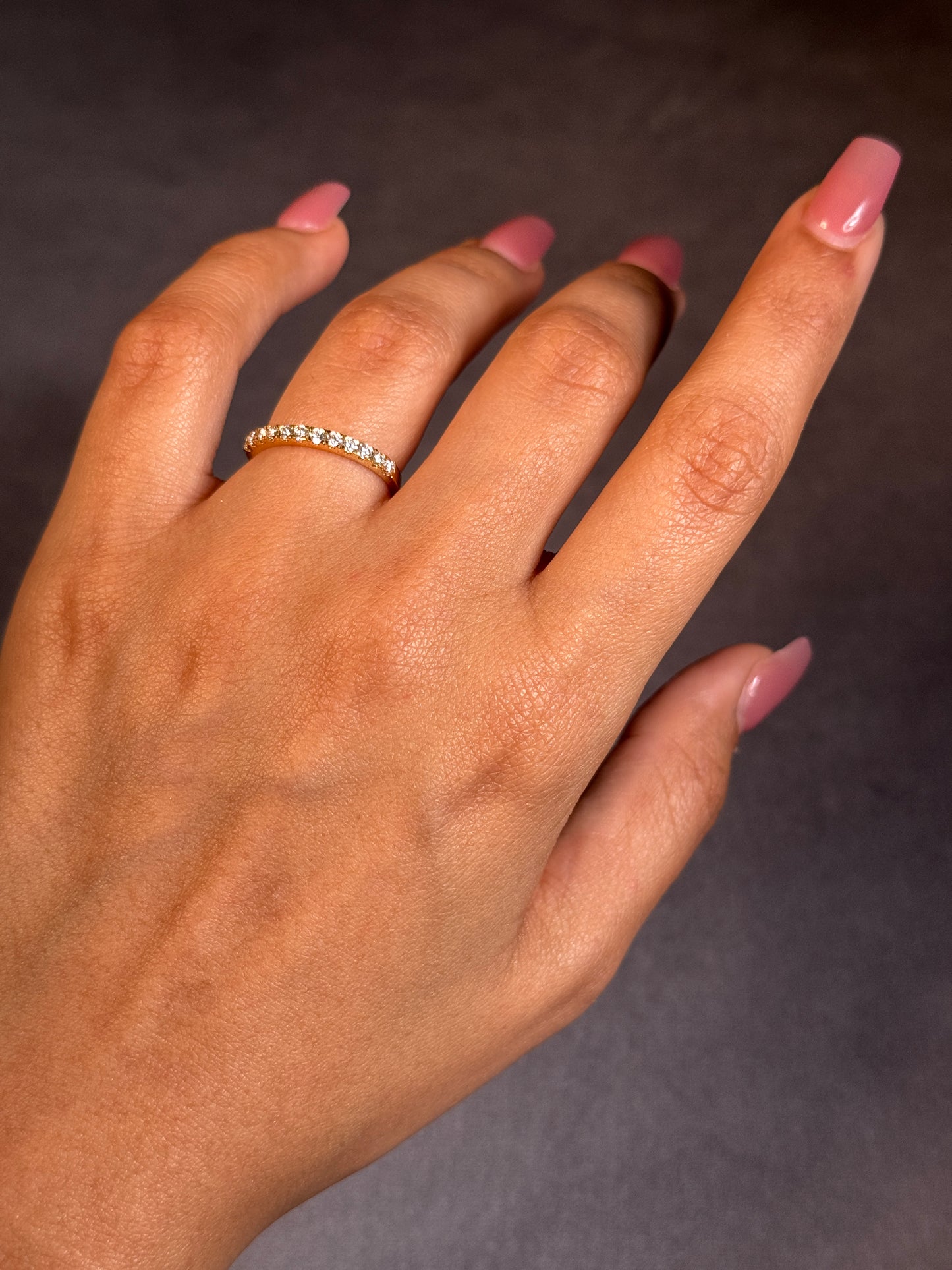 0.36 Carat Diamond Set Band Claw set in 18 Carat Yellow Gold.