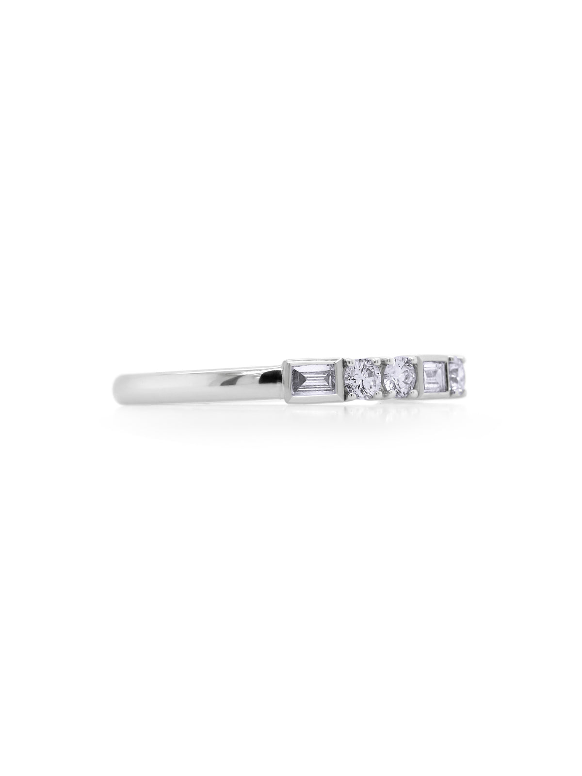 Lab Grown 0.46 Carat Baguette & RBC Diamond Band in 18K White Gold