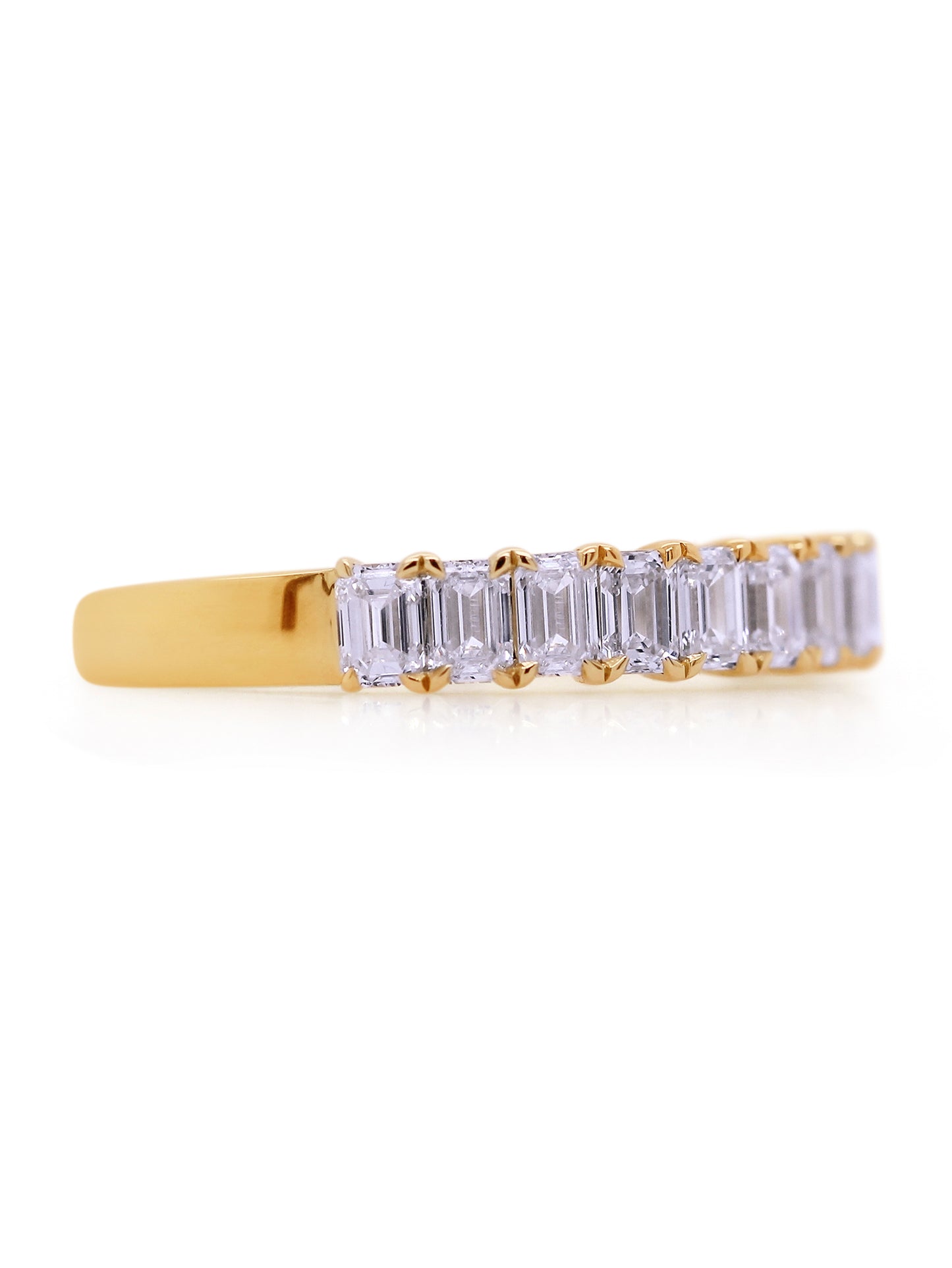 Lab Grown 1.20 Carat Emerald Cut Diamonds in 9 Carat Yellow Gold Ring