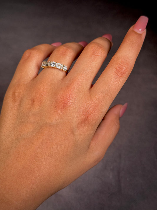 Lab Grown Emerald & RBC Diamond Ring in 9 Carat Yellow Gold, T=1.75ct