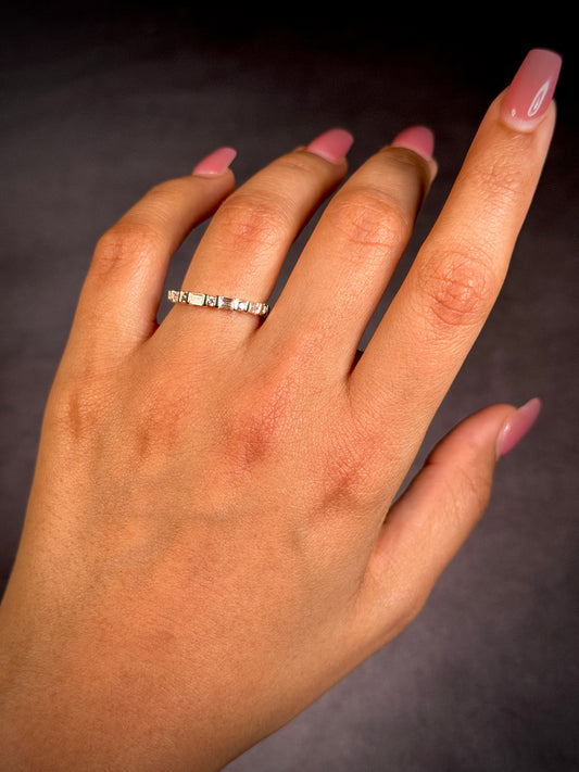 Lab Grown Baguette & RBC Diamond Ring in 9 Carat Yellow Gold, T=0.53ct